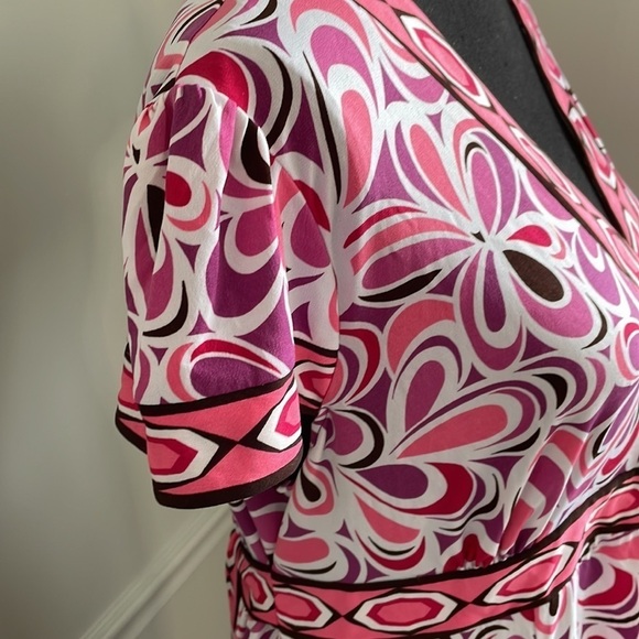 MOTHERHOOD Pink White Maternity V Neck Midi Dress Size XL - Picture 5 of 9